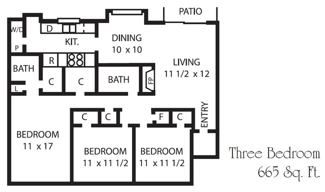 3BR/2BA - Countryside North Apartments