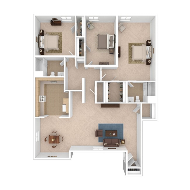 Three Bedroom - 1231 sq. ft. - Beechwood - Beechwood & Beechwood Terrace Apartments