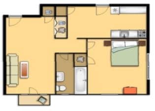 7334-40 Forsyth Blvd. 1 Bed Floor Plan - 7334-40 Forsyth Blvd.