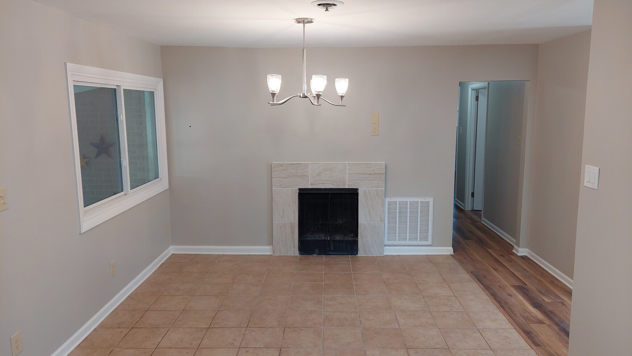 Dining area with fireplace - 611 Ambrose Dr