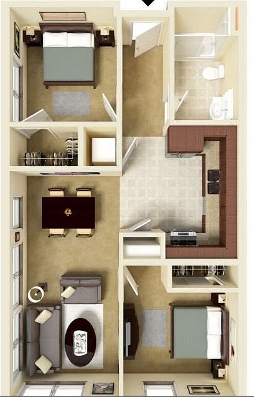 Aperture 2 Bed 1 Bath Floorplan - Aperture on Fifth