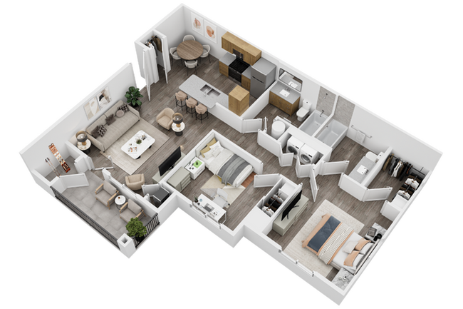 Sage Point Village Apartments 2 Bedroom 2 Bathroom 3D Floor Plan in Ammon ID - Sage Point Village