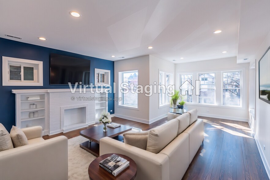 Living Room / Dining (Virtual Stage) - 6527 N Newgard Ave