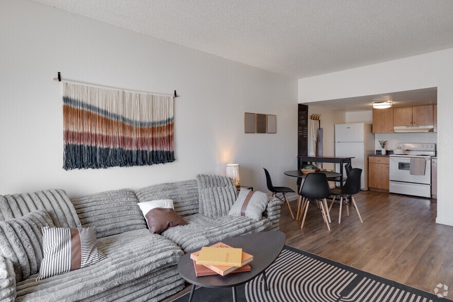 2BR, 2BA - 755SF - Living Room/Kitchen - Coral Gardens