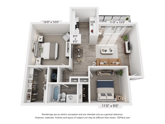 Berkshire Floor Plan | 2 Bedroom Apartment in Salt Lake City | 818 sq ft | Fox Point in Old Farm - Fox Point in Old Farm