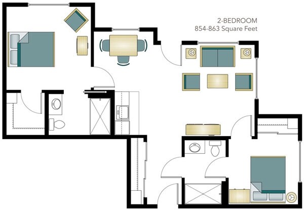 2BR / 2BA - Dale Commons Senior Community
