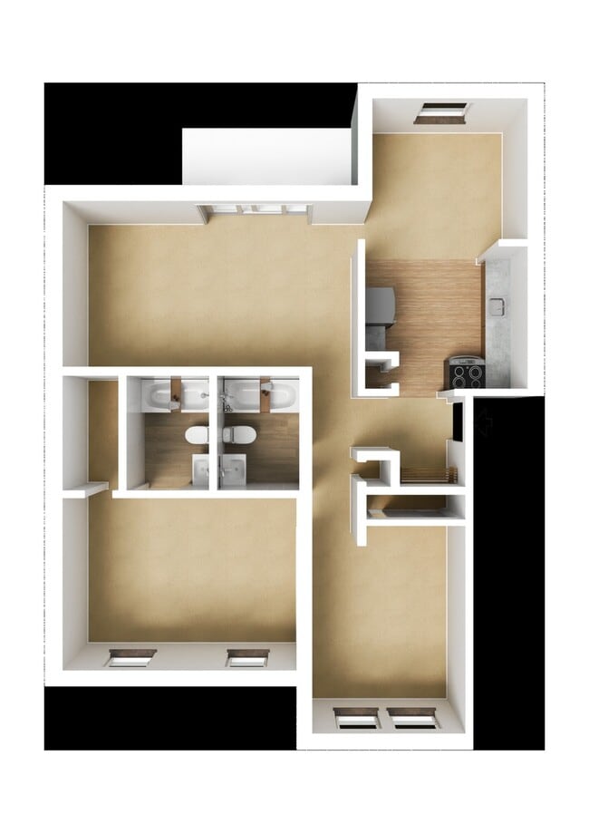 Two Bedroom Garden w/ Fireplace Partial Remodel Model - Woods Mill Park Apartments & Townhomes