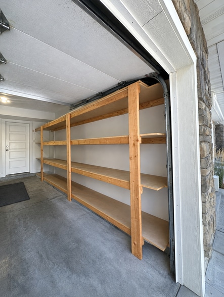 Built in Wooden Shelves in Garage - 240 W 1030 S