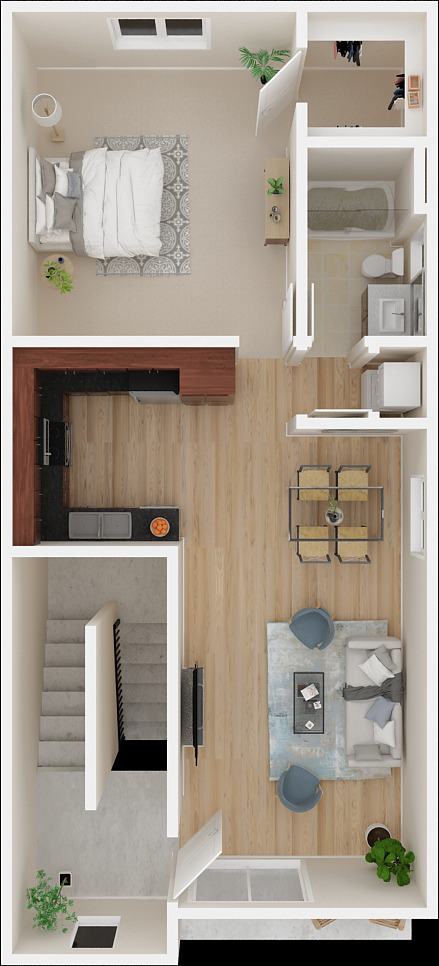 1x1-U (Upstairs) - Adora Townhomes