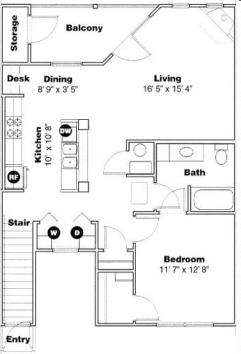 1BR/1BA - Lakeshore Apartments