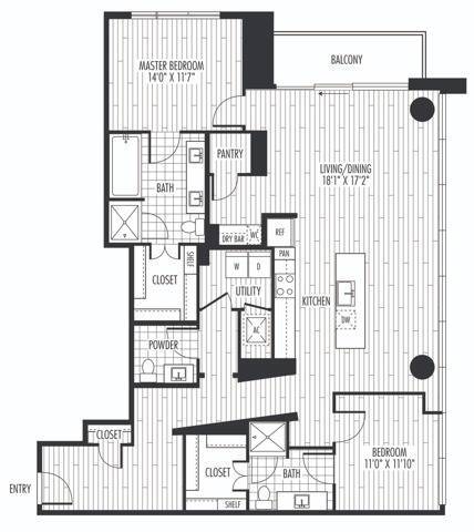 B3 Floor Plan - The Residences at La Colombe d'Or