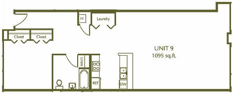 1 Bedroom / 1 Bath / 1095 Sq.Ft. - Eleventh Street Lofts