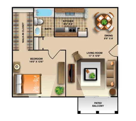 1BR/1BA SMALL - Montecito West