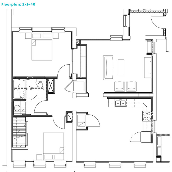 Senior Affordable Apartment, 2x1-40 at Valley House Flats active 55+ senior apartments. - Valley House Flats 55 Year and Older