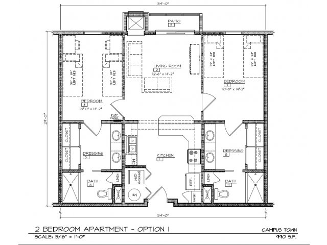 Floorplan - Campus Town Apartments