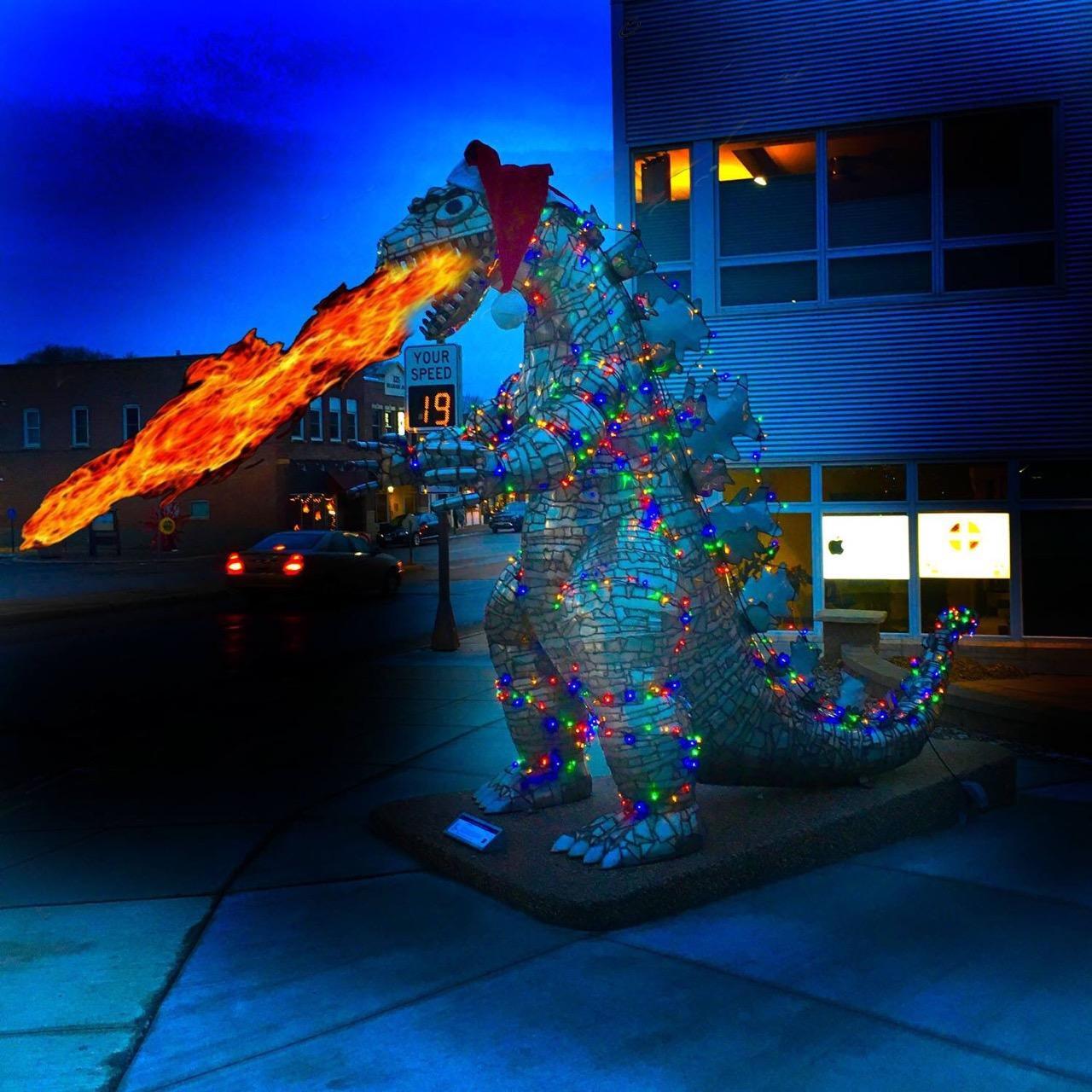 T Rex Sculpture on Corner - 200 Belgrade Ave