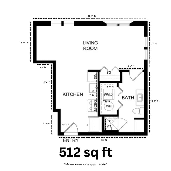 Chuparosa 512 sq ft dimensions - Culdesac Tempe