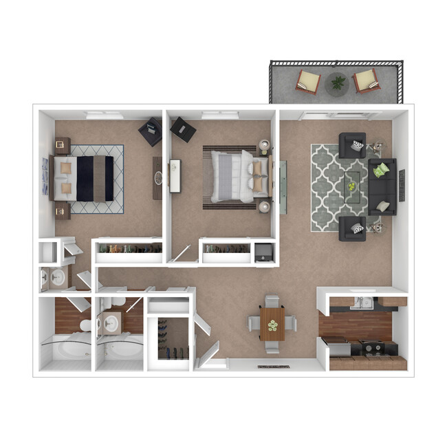 2 Bedroom, 2 Bath, 1007 sq. ft. - Charlotte Woods