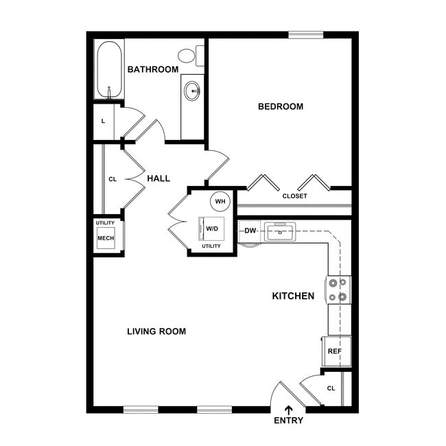 1 Bedroom Floorplan w/Measurements - Dover Highlands
