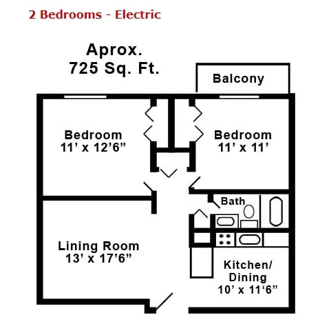 Two Bedroom - Electric - Kensington Place Condominiums