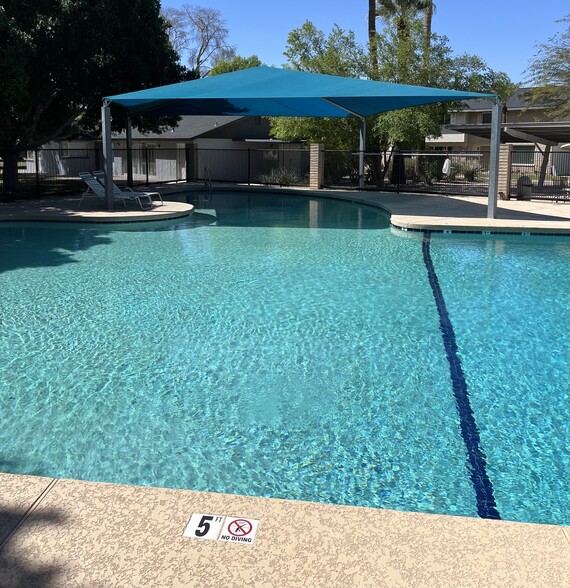 Eastwood Townhomes Large Gated Swimming Pool 3 Feet to 12 Feet Deep with Shaded Child Shallow Area - 4444 E Belleview St