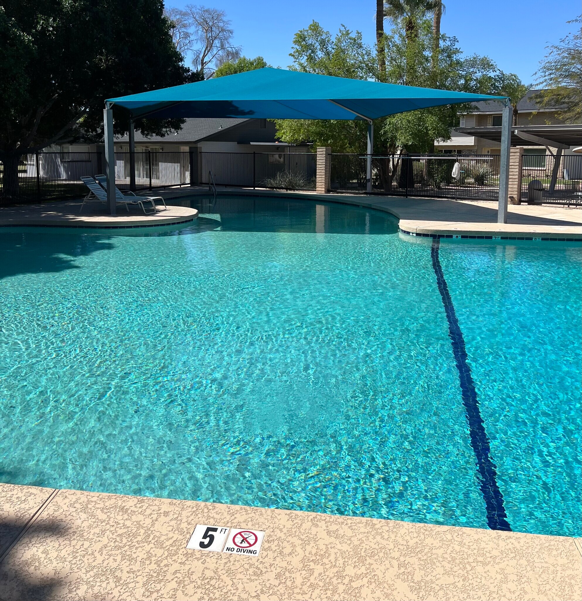 Eastwood Townhomes Large Gated Swimming Pool 3 Feet to 12 Feet Deep with Shaded Child Shallow Area - 4444 E Belleview St