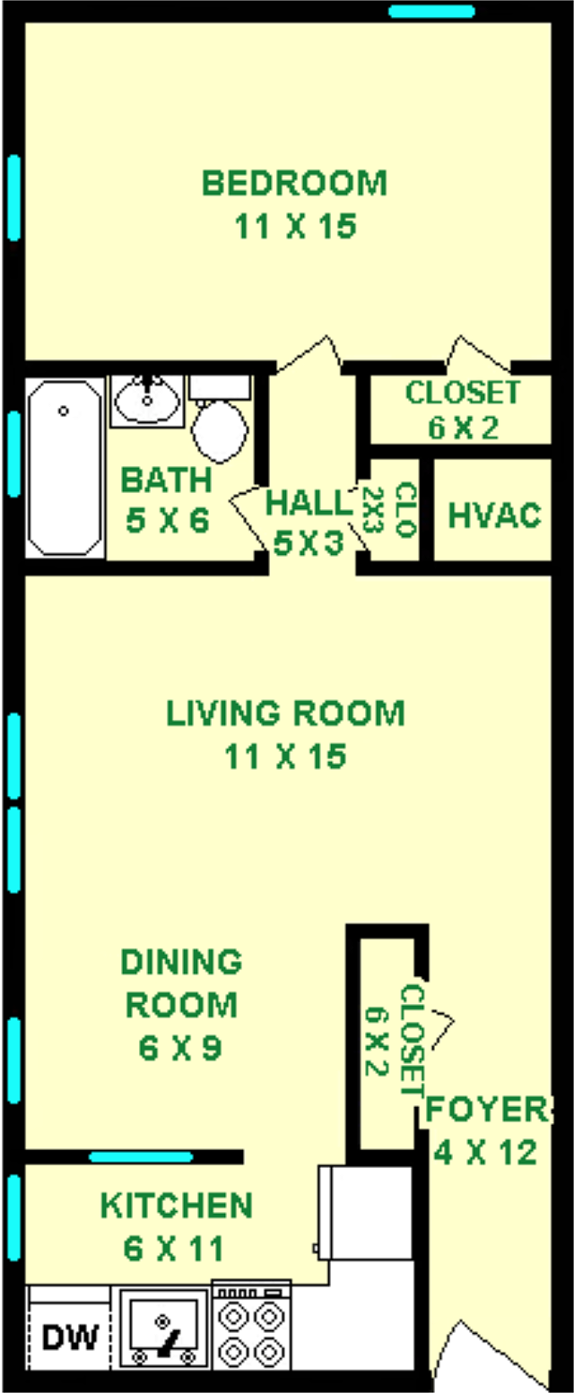 Lanner One Bedroom Floorplan - The Flats on Penn