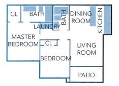 Two Bedroom/Two Bath- 896sf - Pleasant Creek Apartments