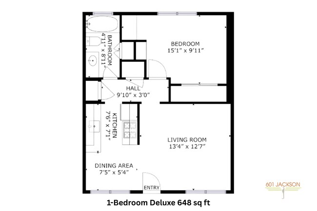 1x1 Deluxe l 648 sq ft l 601 Jackson - 601 Jackson Apartments