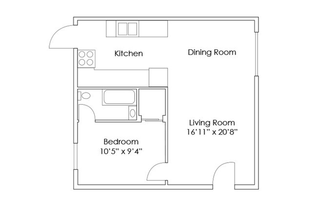 1 Bedroom 1 Bath - The 11th Street 3 Plex Apartment