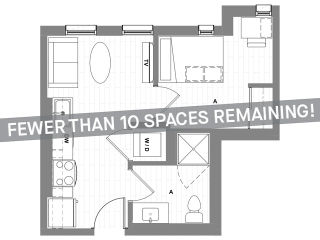 1x1 A Junior - Fewer than 10 Spaces Remaining! - HERE Seattle Student Apartments