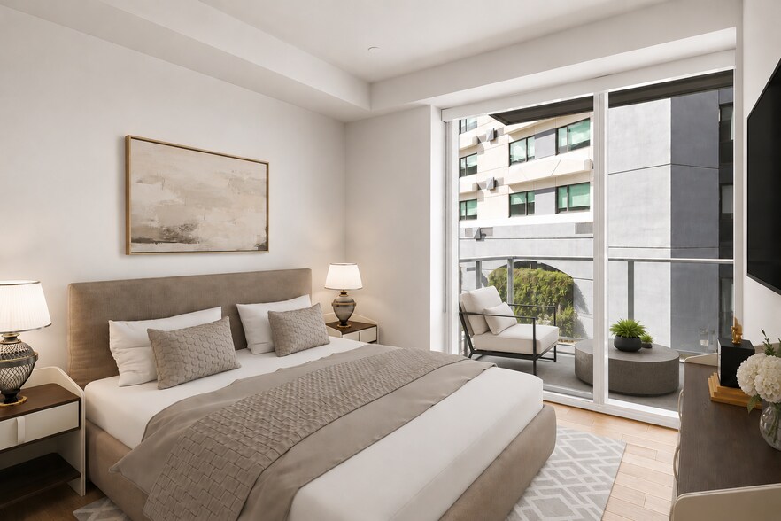 Virtually staged bedroom and balcony - 4422 N 75th St