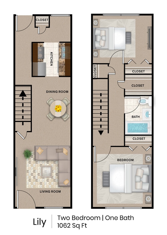 2 Bedroom Floorplan - Moosup Gardens Townhomes