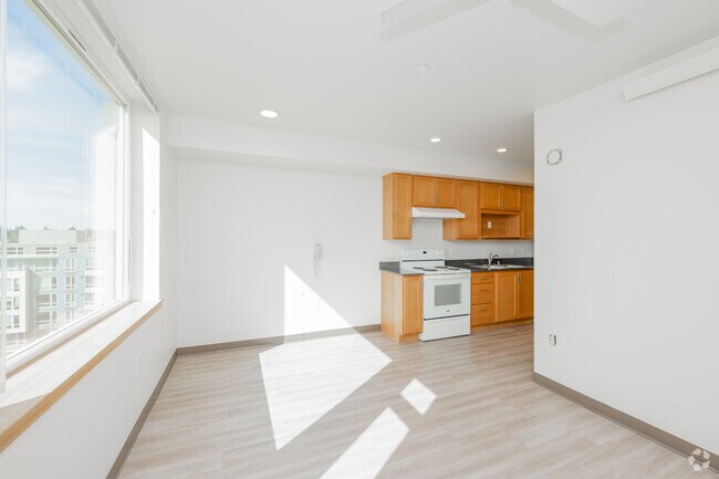 1BR, 1BA - 457SF Living Room/Kitchen - Cedar Crossing