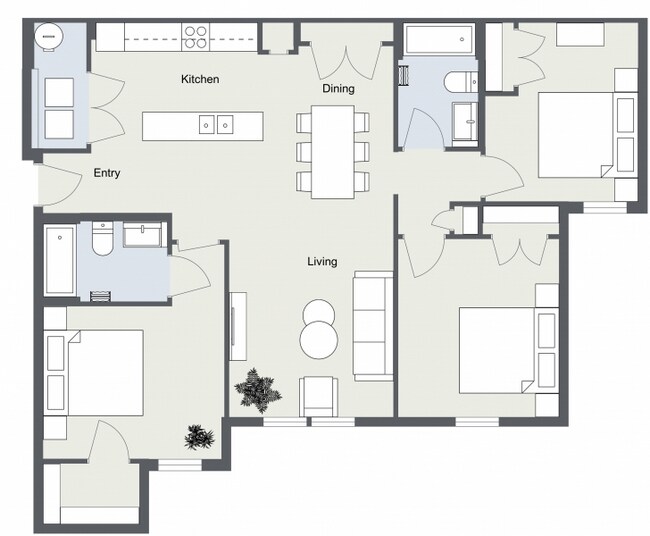 Monroe 3 Bedroom - Level 1 - 2D Floor Plan.jpg - Monroe Landings
