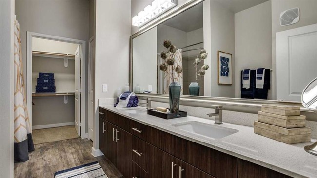 Gorgeous private bathrooms with dual vanity. - Junction at Galatyn Park