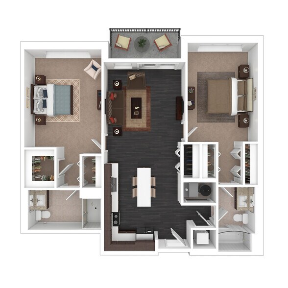 B1 3D Floor plan - Courthouse Square Apartments