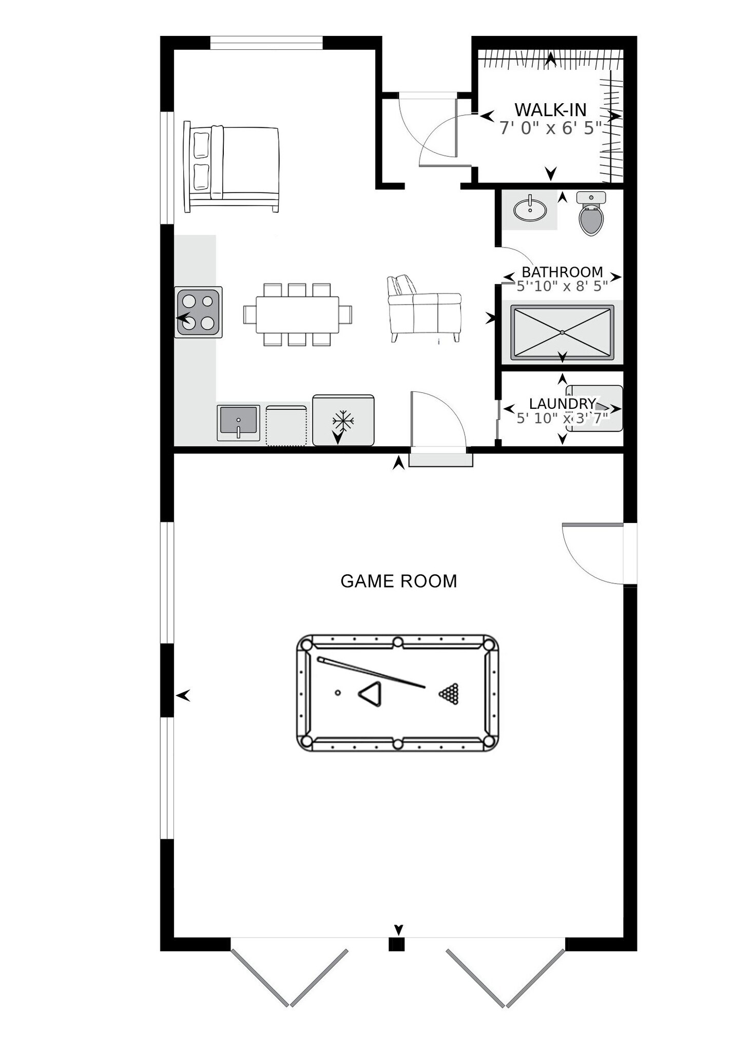 Floorplan with option for front room as a game room - 428 W Solidelle St
