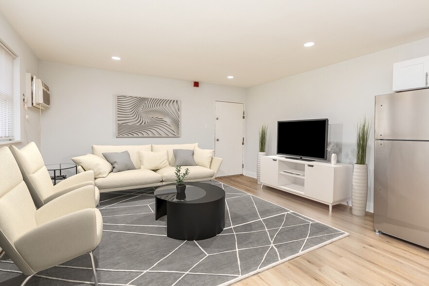 Living Area- Renovated - Downing Apartments