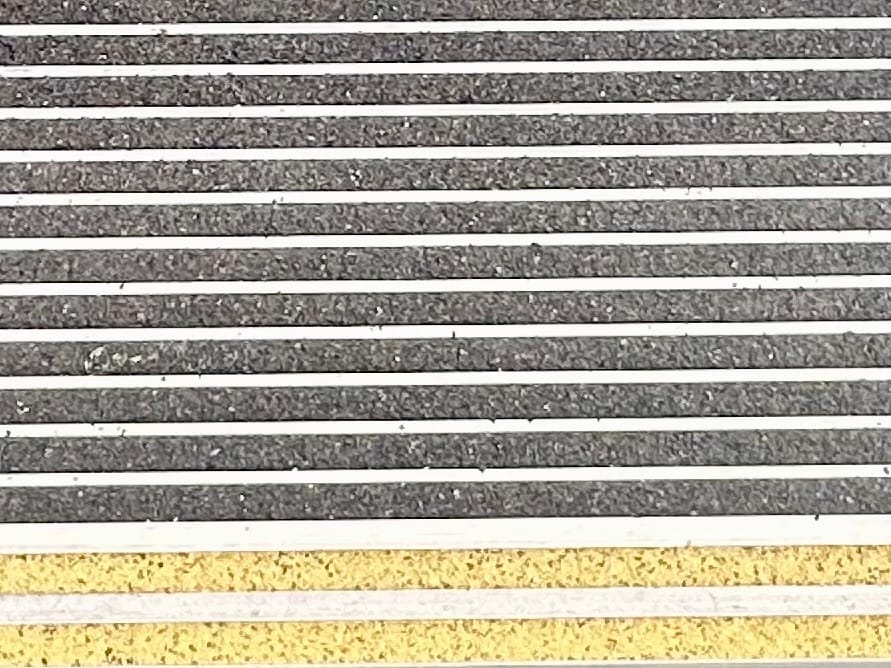 Branded "AMERICAN STAIR TREADS" safety grit strip metal stair treads on each stair (visibility/safe) - 328 High St