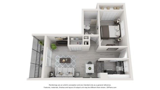 A 3D floor plan rendering of The Cypress. - Lakewood Village