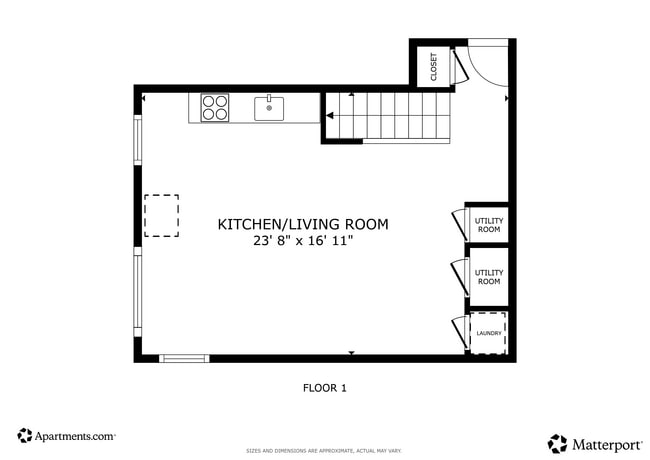 1BR, 1BA - 855SF - 112 Washington Ave