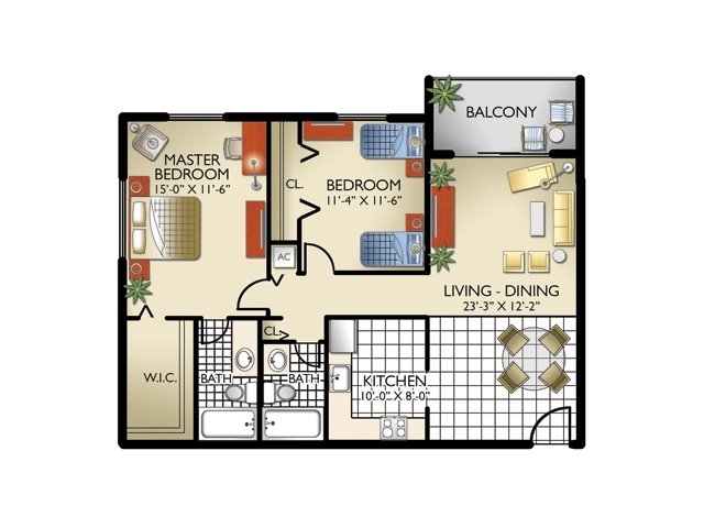 2BR/2BA - Lago Club Apartments