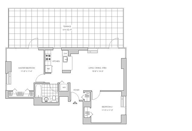 2BR/1BA Terrace- Residence F - The Maximilian