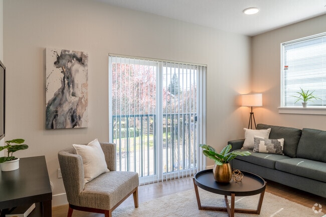 2BR, 1BA, - 675SF - Livingroom - 107th Apartments