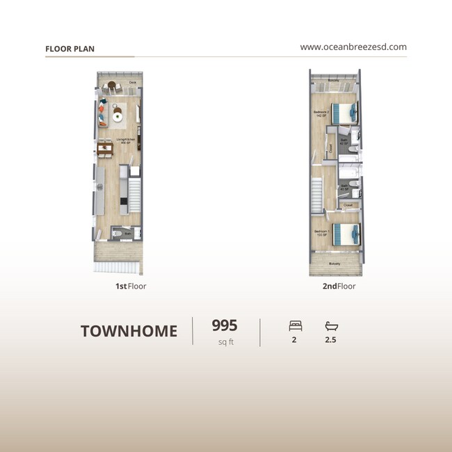 Floorplan - Welcome to Ocean Breeze in Oceanside Apartments and Townhomes. Discover Coastal Living with Urban...