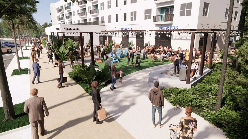 People hanging out in outdoor courtyard - The Promenade at Town Center