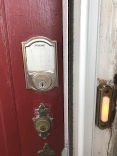 The Schlage electronic lock. Never get locked out again! Just punch in your code. - 116 Bowmar St