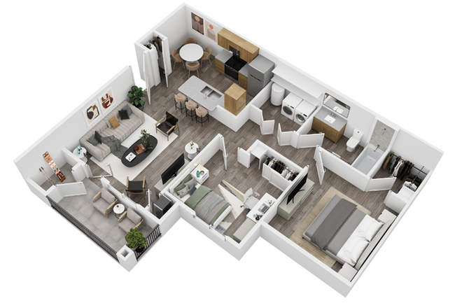 Sage Point Village Apartments 2 Bedroom 1 Bathroom 3D Floor Plan in Ammon ID - Sage Point Village