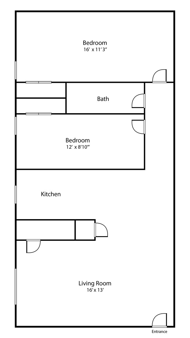 2 Bedroom layout at Meadowbrook Apartments - Meadowbrook Apartments